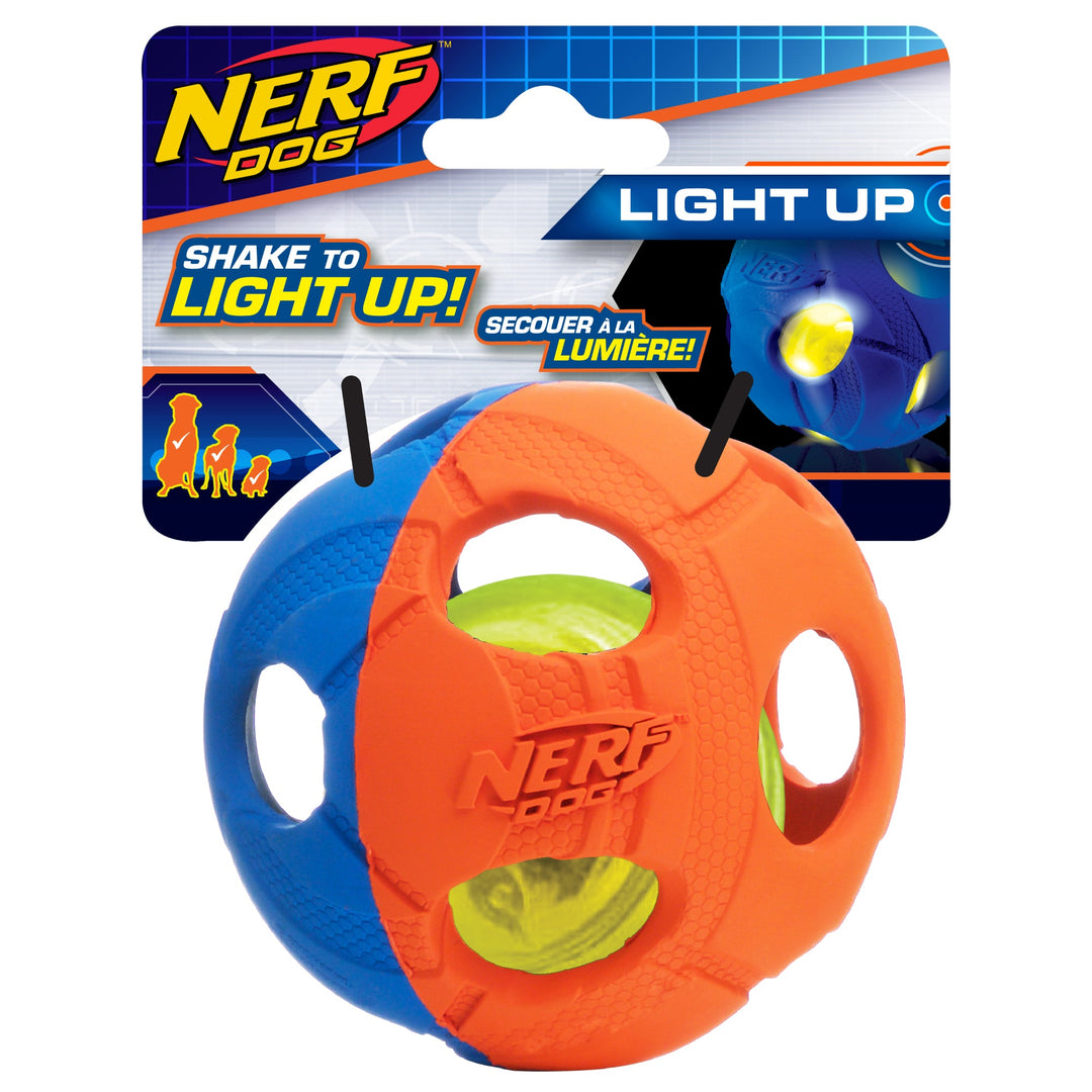Nerf Dog - Balle à Frapper Contenant une Ampoule à DEL - Jouet à Lancer et à Rapporter pour Chiens
