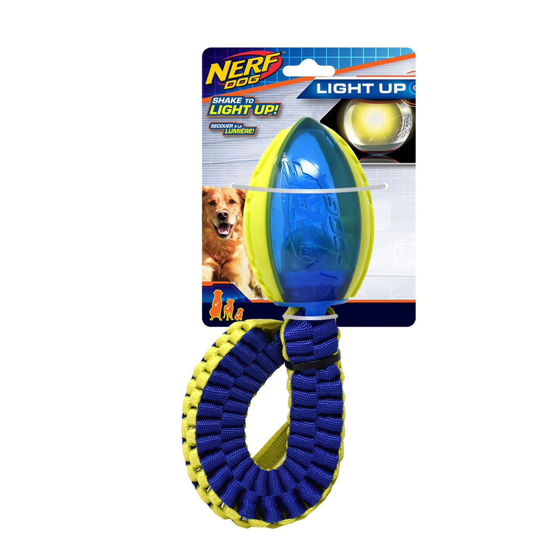 Nerf Dog - Ballon de Football à DEL avec Queue en Scoubidou Carré 47.5 cm - Jouet à Lancer et à Rapporter pour Chiens