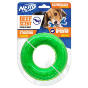 Nerf Dog - Anneau Parfumé au Boeuf 12.7 cm - Jouet à Mâcher en TPR avec Noyau Solide pour Chiens