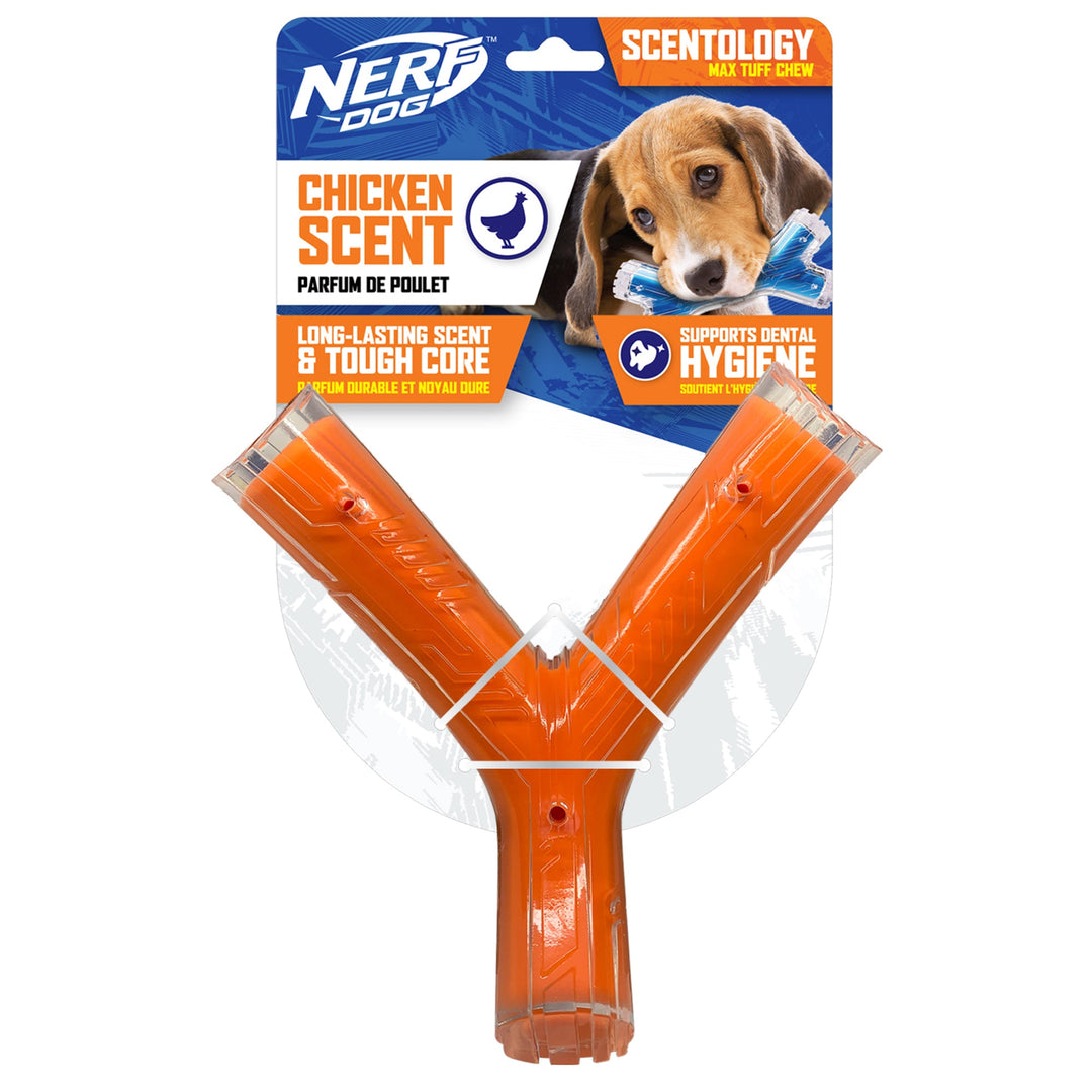 Nerf Dog - Os du Bonheur Parfumé au Poulet 21 cm - Jouet à Mâcher en TPR avec Noyau Solide pour Chiens
