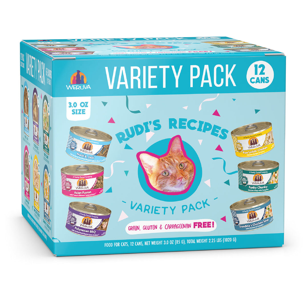 Weruva - Chat "Rudi's Recipes" - Assortiments de 12 x 85 g - Nourriture Humide Sans Grains pour Chats