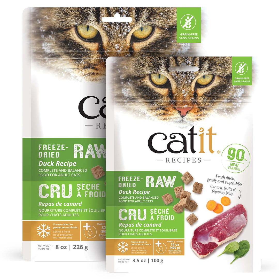 Catit Lyophilisé - Canard avec Fruits et Légumes - Garniture ou Nourriture Sèche Sans Grains pour Chats