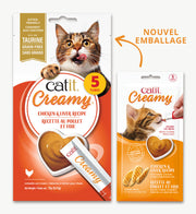 Catit Creamy - Poulet et Foie avec Taurine - Gâteries à Lécher Sans Grains pour Chats