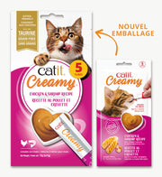 Catit Creamy - Poulet et Crevette avec Taurine - Gâteries à Lécher Sans Grains pour Chats
