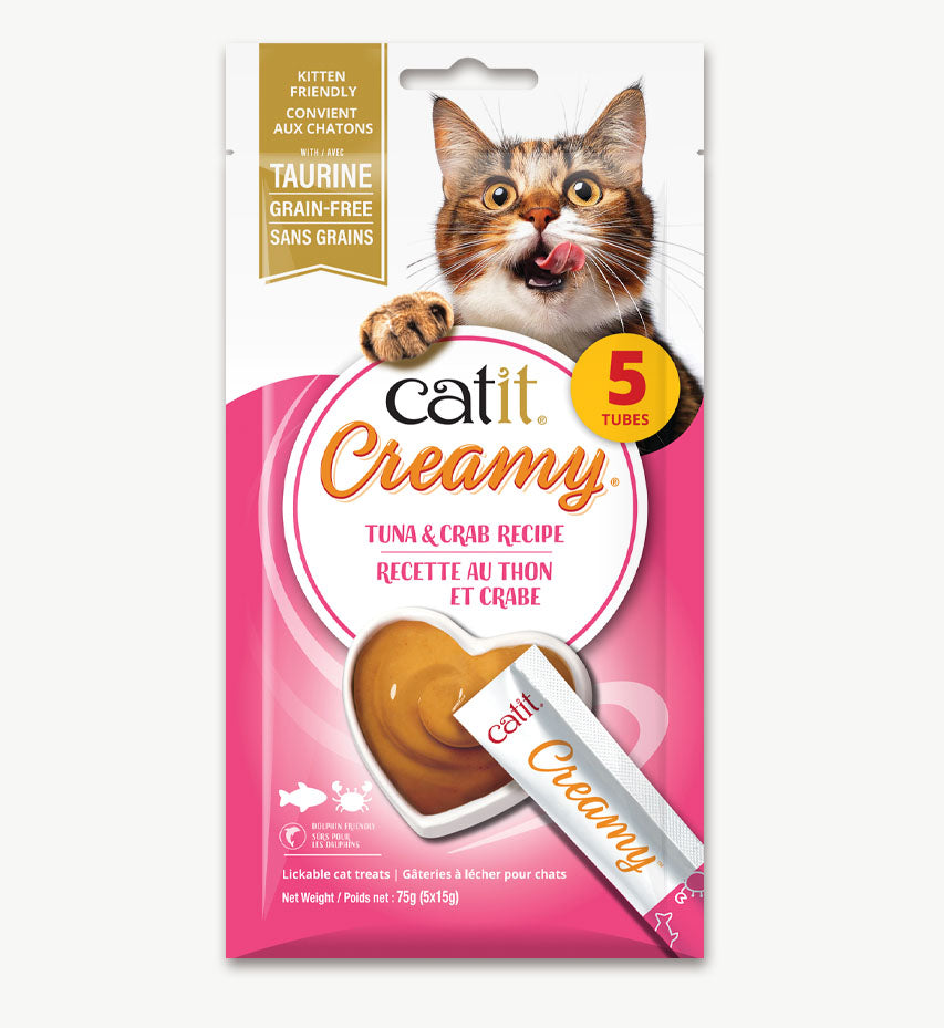 Catit Creamy - Thon et Crabe - Gâteries à Lécher Sans Grains pour Chats