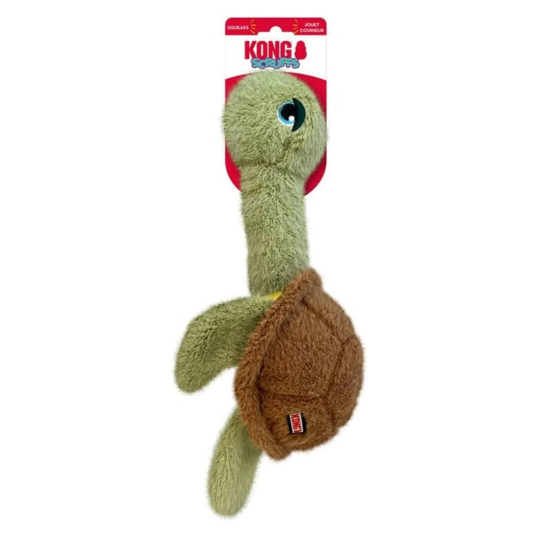 Kong - Scruffs Tortue - Jouet Interactif en Peluche avec Couineur pour Chiens
