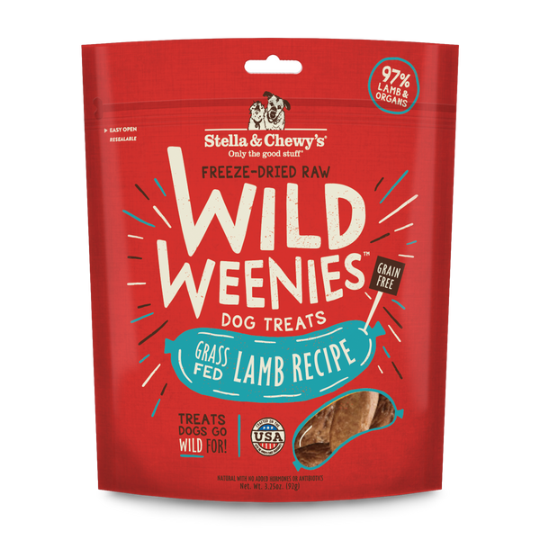 Stella & Chewy's Wild Weenies - Agneau Nourri à l'Herbe - Gâteries d’Entraînement Lyophilisées Sans Grains pour Chiens