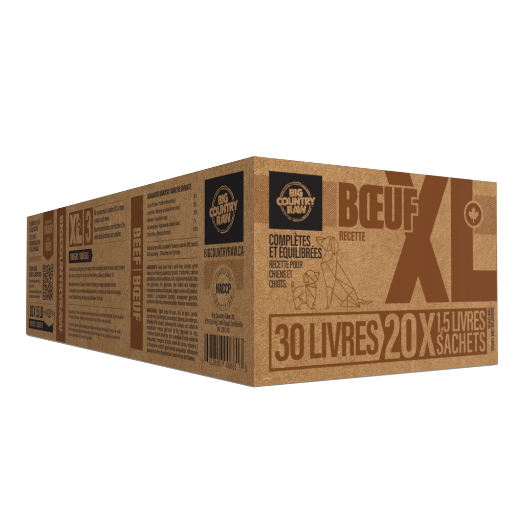 Big Country Raw - Recette XL Boeuf - Nourriture Crue Congelée pour Chiens de Grandes Races