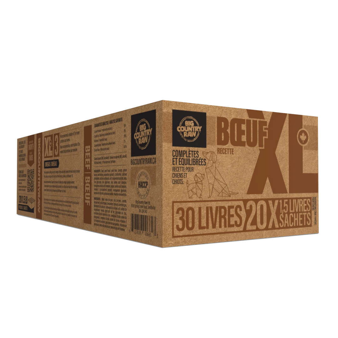 Big Country Raw - Recette XL Boeuf - Nourriture Crue Congelée pour Chiens de Grandes Races