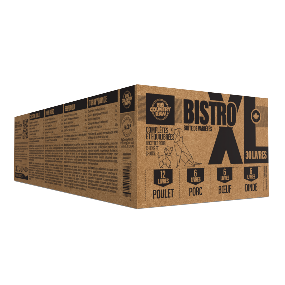 Big Country Raw - Recette XL Bistro - Nourriture Crue Congelée pour Chiens de Grandes Races