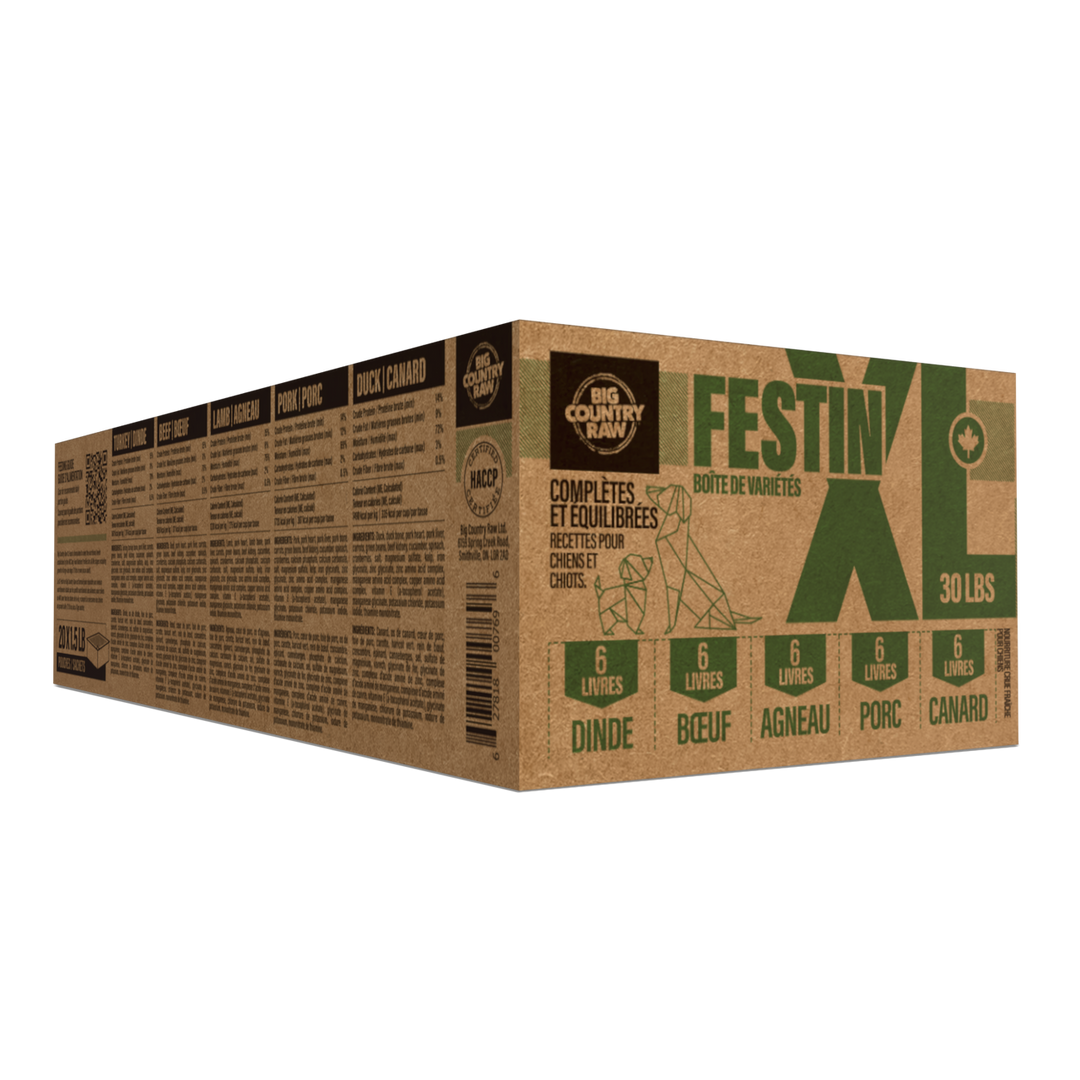 Big Country Raw - Recette XL Festin - Nourriture Crue Congelée pour Chiens de Grandes Races
