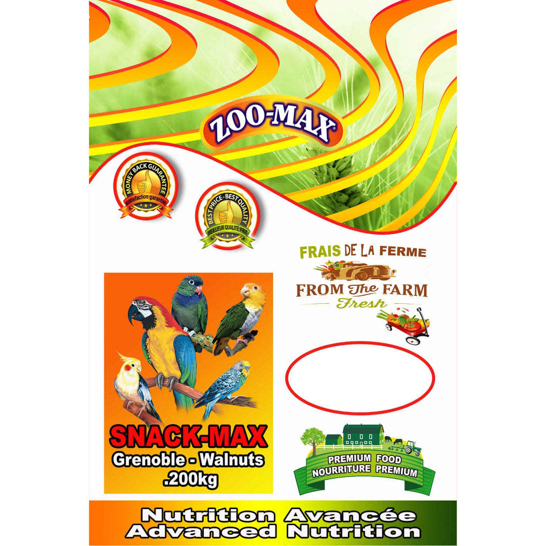 ZOO-MAX Snack-Max Gâteries Oiseaux Noix de Grenoble Sans Coquille 200g