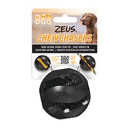 Chewchasers Zeus - Balle Noir  7.5 cm - Jouet ou Distributeur de Gâteries en Caoutchouc pour Chiens