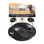 Chewchasers Zeus - Ballon de Rugby Noir 12.5 cm - Jouet ou Distributeur de Gâteries en Caoutchouc pour Chiens