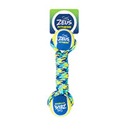 Fitness Zeus - Haltère en Corde et en TPR avec 2 Balles de Tennis 22.9 cm - Jouet à Rapporter ou à Tirer pour Chiens