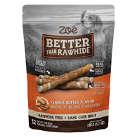 Zoë Better Than Rawhide - Bâtonnets Saveur de Beurre d'Arachide - Gâteries Sans Cuir Brut pour Chiens