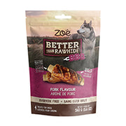 Zoë Better Than Rawhide - Saveur de Porc Barbecue - Gâteries Sans Cuir Brut pour Chiens