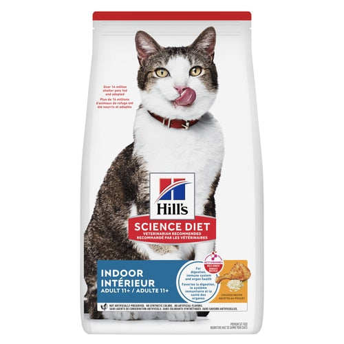 Hill's Science Diet - Poulet - Nourriture Sèche pour Chats d'Intérieur Adultes 11+ Ans