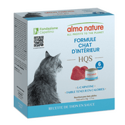 Almo Nature HQS Formule Soutien - Chat Chat d'Intérieur, Thon en Sauce - Paquet de 6 x 50 g - Nourriture Humide pour Chats