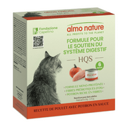 Almo Nature HQS Formule Soutien - Chat Système Digestif, Poulet avec Potiron en Sauce - Paquet de 6 x 50 g - Nourriture Humide pour Chats