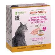 Almo Nature HQS Formule Soutien - Chat Santé de la Peau & Pelage, Filet Poulet en Sauce - Paquet de 6 x 50 g - Nourriture Humide pour Chats