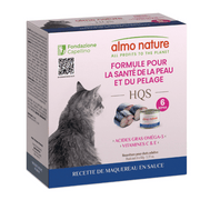 Almo Nature HQS Formule Soutien - Chat Santé de la Peau & Pelage, Maquereau en Sauce - Paquet de 6 x 50 g - Nourriture Humide pour Chats