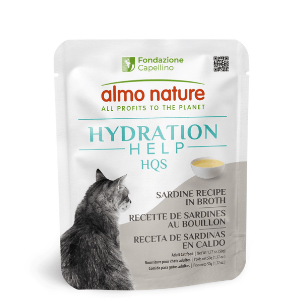 Almo Nature HQS Hydratation Help - Chat Sardines au Bouillon - Nourriture Humide pour Chats en Pochette