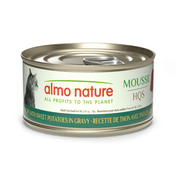 Almo Nature HQS Natural - Mousse au Thon et Patates Douces en Sauce - Nourriture Humide pour Chats Adultes