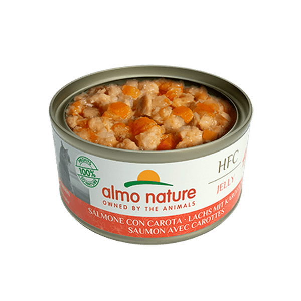 Almo Nature HQS Natural - Chat Saumon avec Carottes au Bouillon - Nourriture Humide pour Chats