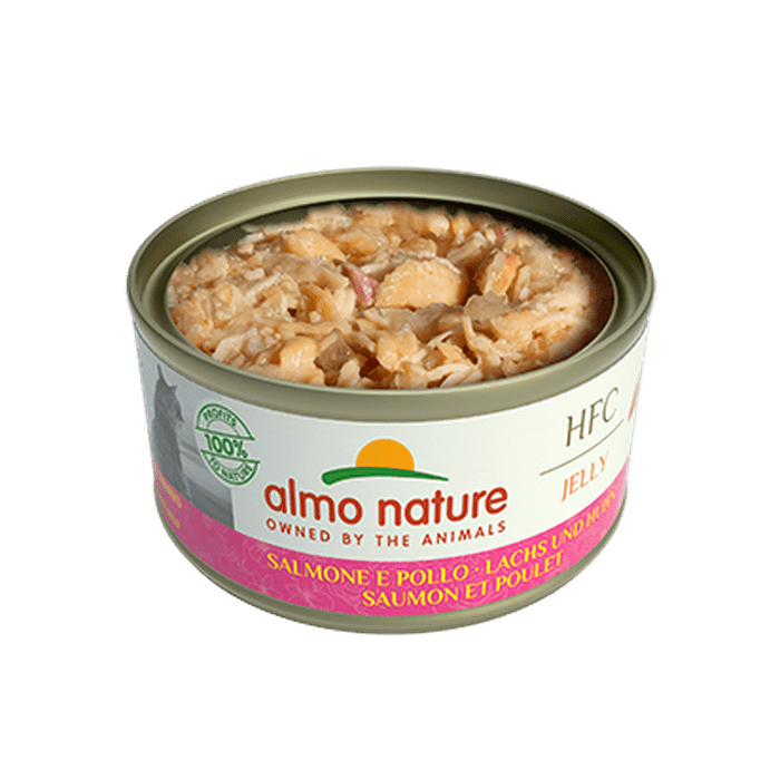 Almo Nature HQS Natural - Chat Saumon avec Poulet au Bouillon - Nourriture Humide pour Chats