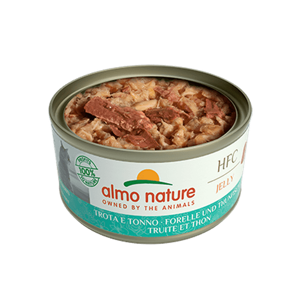 Almo Nature HQS Natural - Chat Truite avec Thon au Bouillon - Nourriture Humide pour Chats