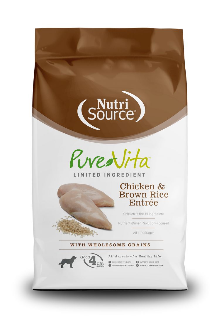NutriSource PureVita - Chien Poulet et Riz Brun - Nourriture Sèche à Ingrédients Limités pour Chiens