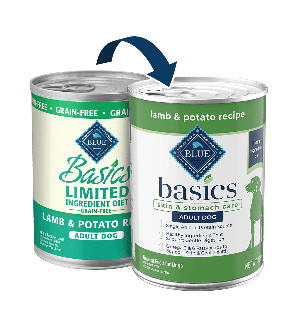 Blue Basics - Chien Agneau et Pomme de Terre à Ingrédients Limités - Nourriture Humide Sans Grains pour Chiens