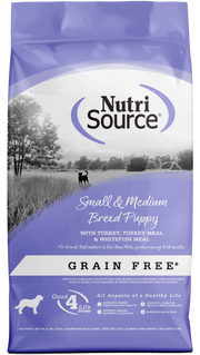 NutriSource - Chiot Petite et Moyenne Race Dinde et Poisson Blanc - Nourriture Sèche Sans Grains pour Chiens