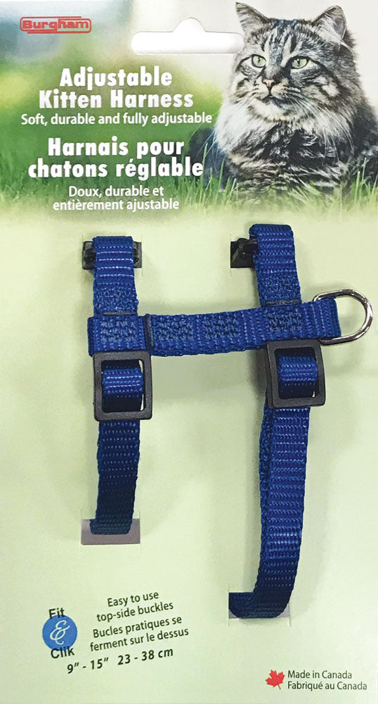 Burgham - Harnais Ajustable en Nylon 3/8" pour Chatons (9-15") - Harnais pour Chats