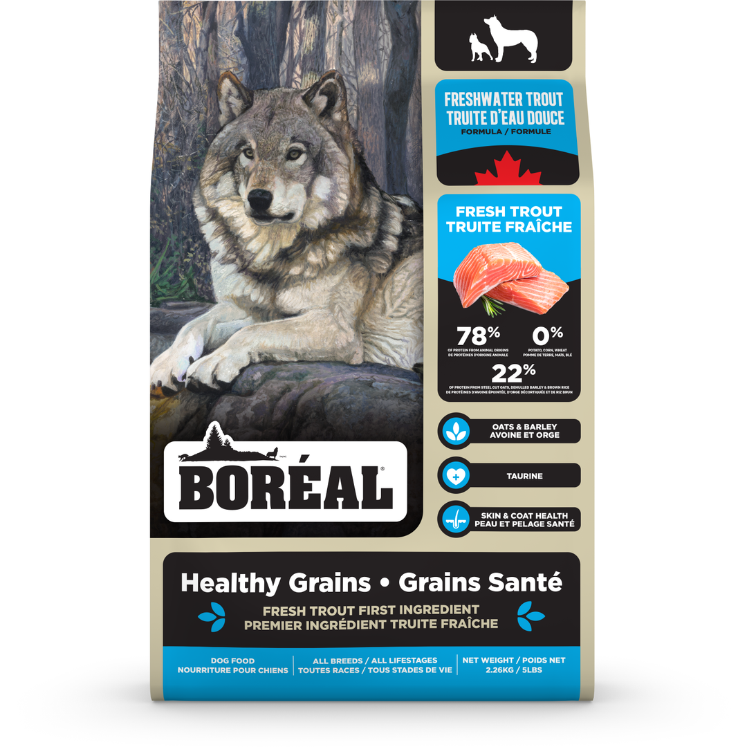 Boréal Grains Santé - Truite d'Eau Douce - Nourriture Sèche pour Chiens