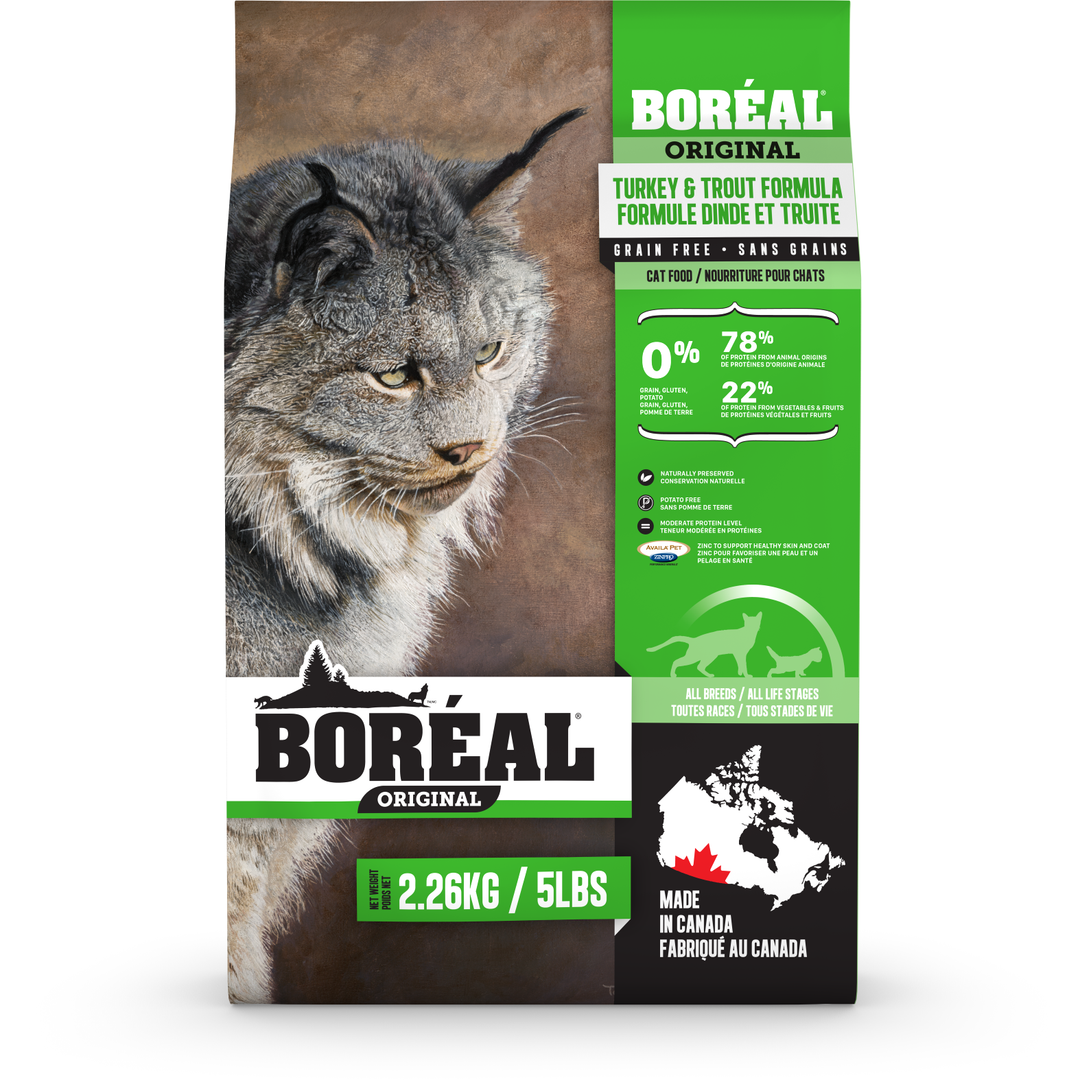Boréal Original - Dinde et Truite - Nourriture Sèche Sans Grains pour Chats