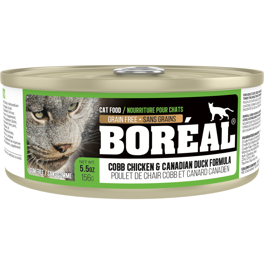 Boréal - Poulet de Chair Cobb et Canard Canadien - Nourriture Humide Sans Grains en Pâté pour Chats