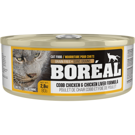 Boréal - Poulet de Chair Cobb et Foie de Poulet - Nourriture Humide Sans Grains en Pâté pour Chats