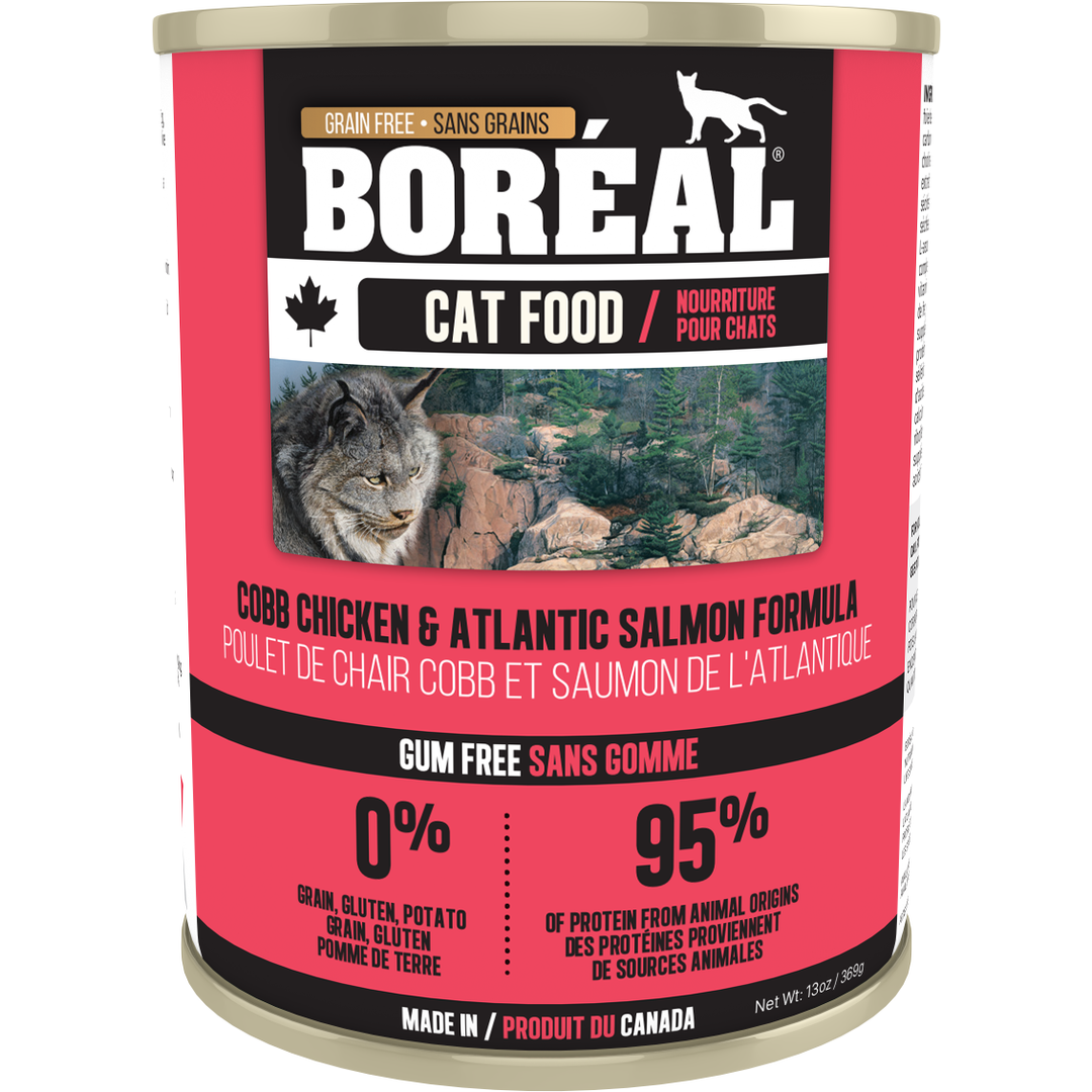 Boréal - Poulet de Chair Cobb et Saumon de l'Atlantique - Nourriture Humide Sans Grains en Pâté pour Chats