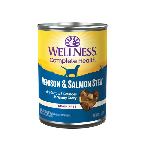 Wellness Homesytle - Chien Ragoût de Venaison et Saumon avec Pommes de Terre et Carottes en Sauce - Nourriture Humide pour Chiens