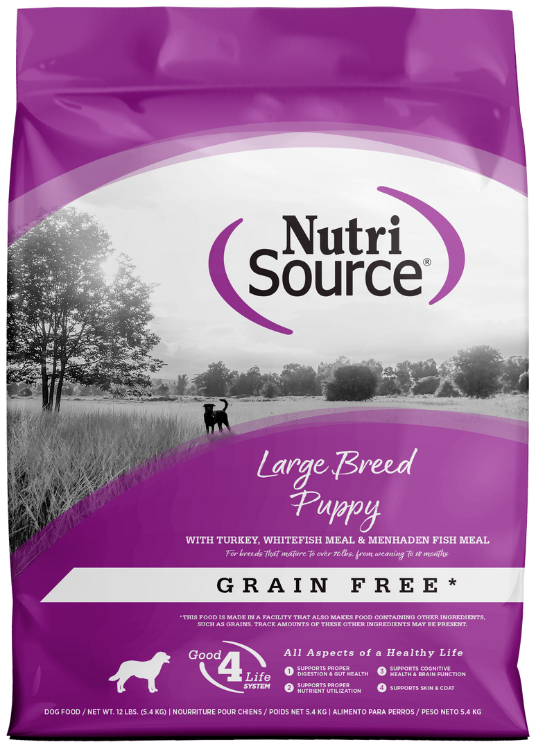 NutriSource - Chiot Grande Race Dinde et Poisson Blanc - Nourriture Sèche Sans Grains pour Chiens