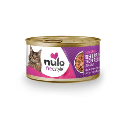 Nulo Freestyle - Chat & Chaton Boeuf et Truite Arc-en-Ciel Éffilochés en Sauce - Nourriture Humide Sans Grains pour Chats