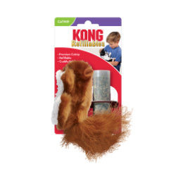 Kong - Écureuil avec Herbe à Chat Rechargeable - Jouet en Peluche pour Chats