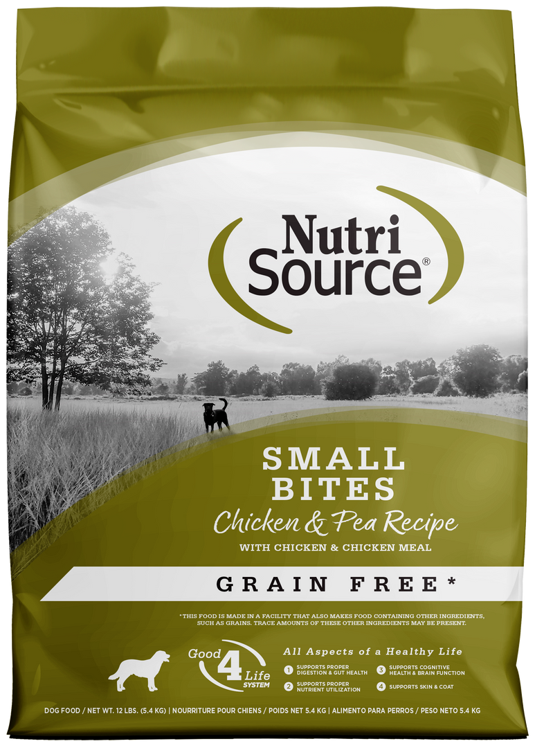 NutriSource - Chien Petites Bouchées Poulet et Pois - Nourriture Sèche Sans Grains pour Chiens
