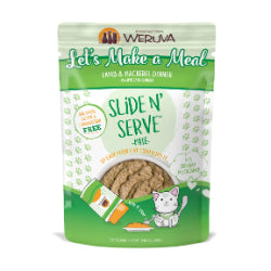 Weruva Slide N' Serve - Chat "Let's Make A Meal" Pâté d'Agneau et Maquereau dans une Purée Hydratante - Nourriture Humide Sans Grains pour Chats en Pochette