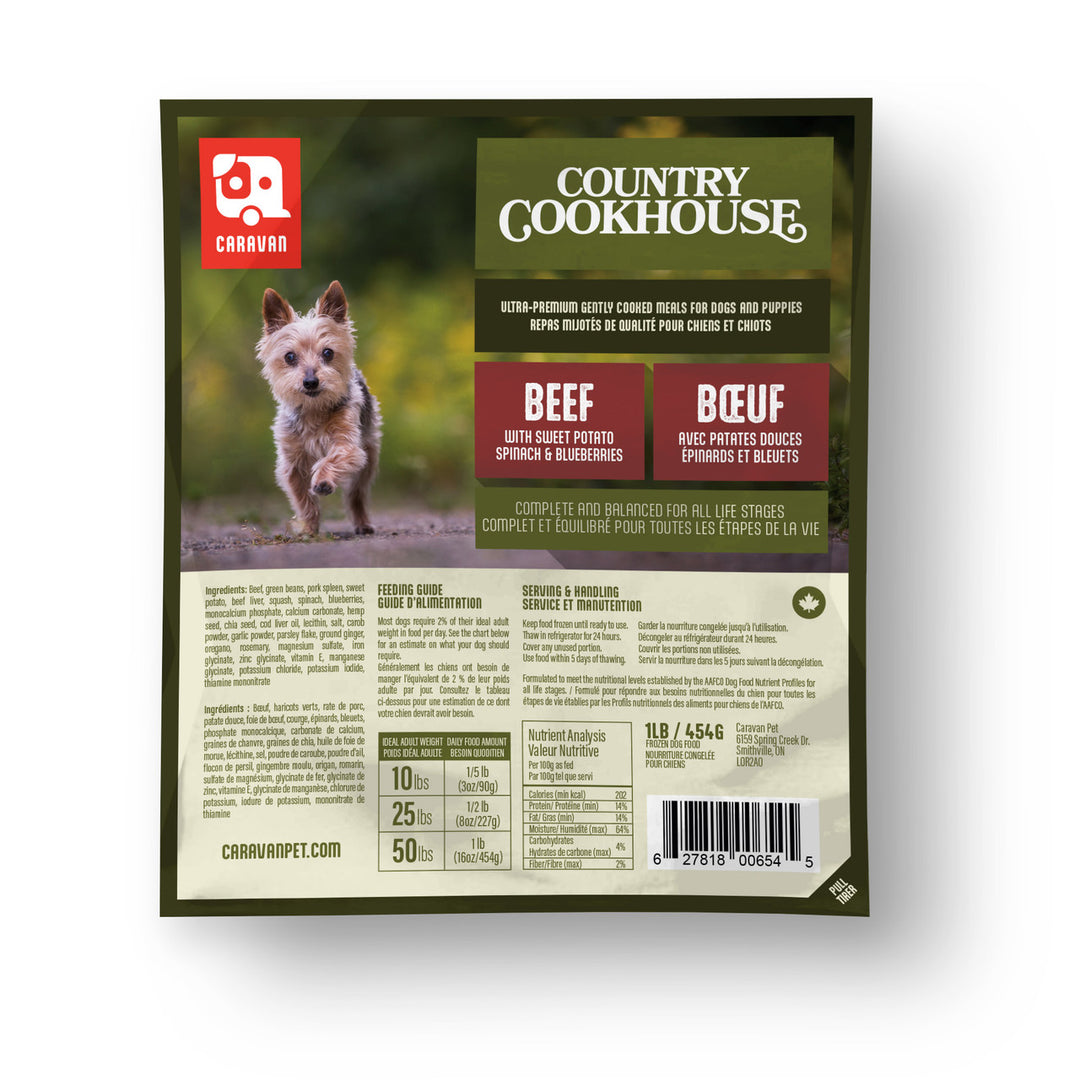 Big Country Raw Caravan Country Cookhouse - Boeuf - Nourriture Cuite Congelée pour Chiens
