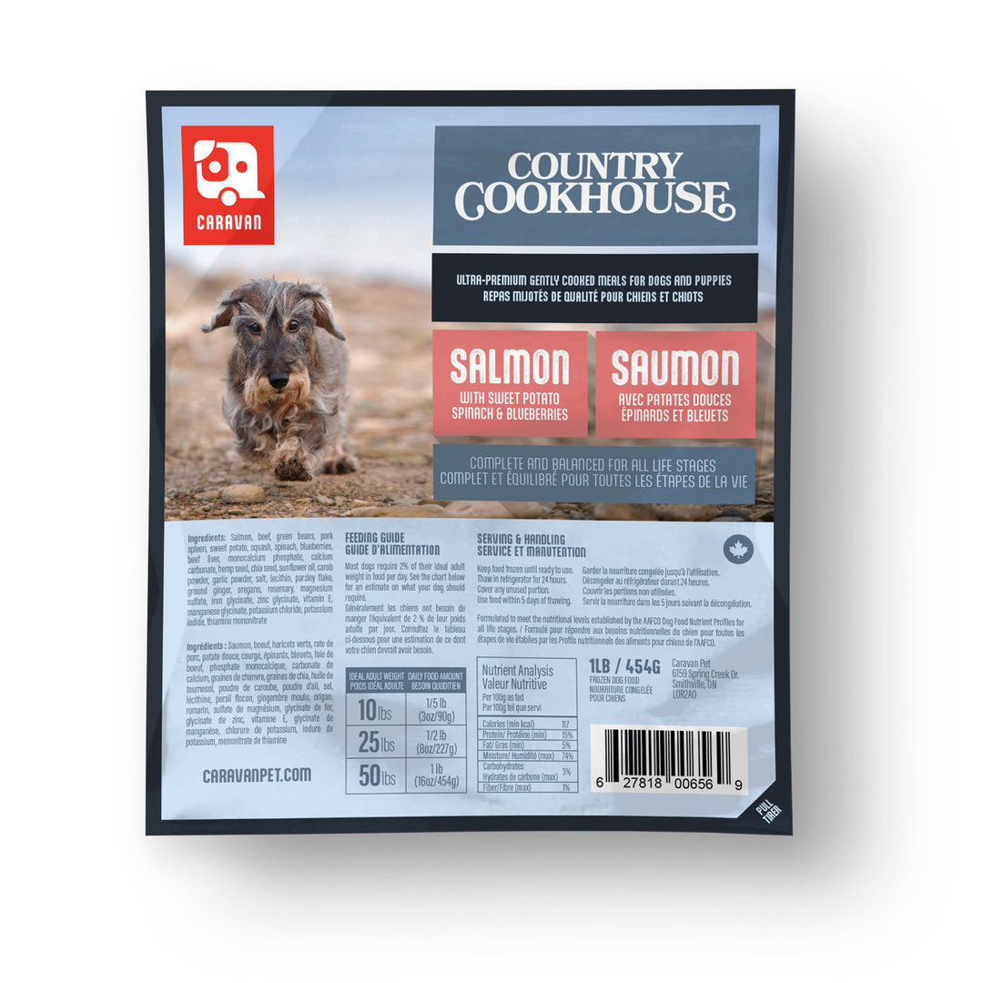 Big Country Raw Caravan Country Cookhouse - Saumon - Nourriture Cuite Congelée pour Chiens