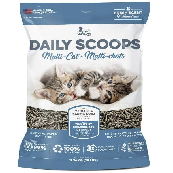 Cat Love Daily Scoops - Multi-ChatsParfum Frais - Litière Écologique et Biodégradable Faite de Papier Recyclé pour ChatsMultiples