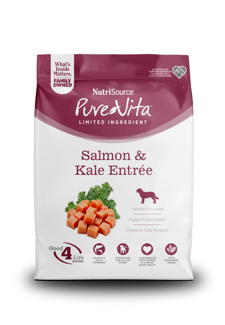 NutriSource PureVita - Chien Saumon et Chou Frisé - Nourriture Sèche à Ingrédients Limités pour Chiens